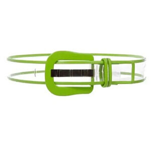 Women's Retro Buckle Color-Trimmed Patent Leather Green Fashion Jelly Clear Belt